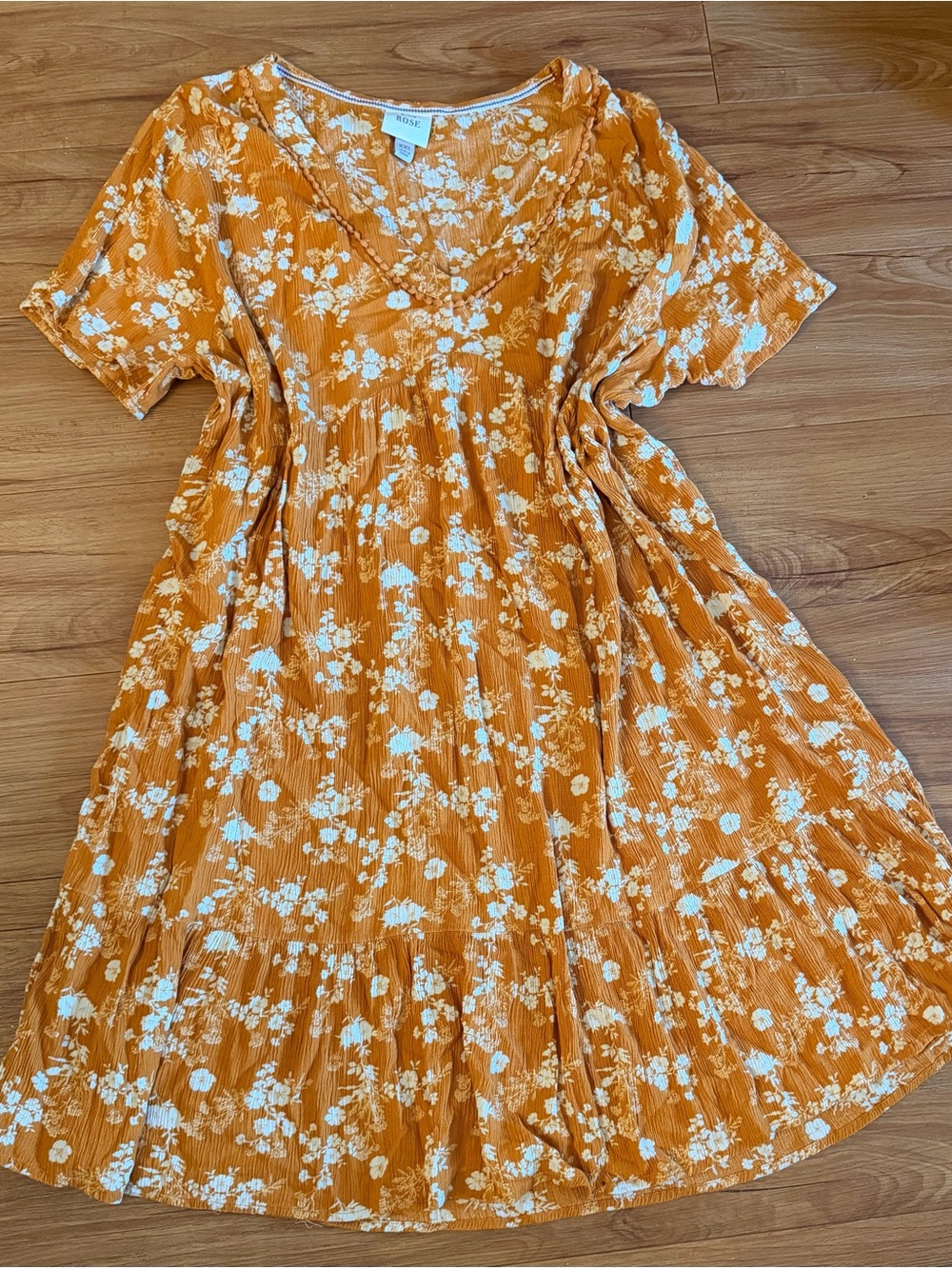 Knox Rose Mustard Floral V-Neck Mini Dress